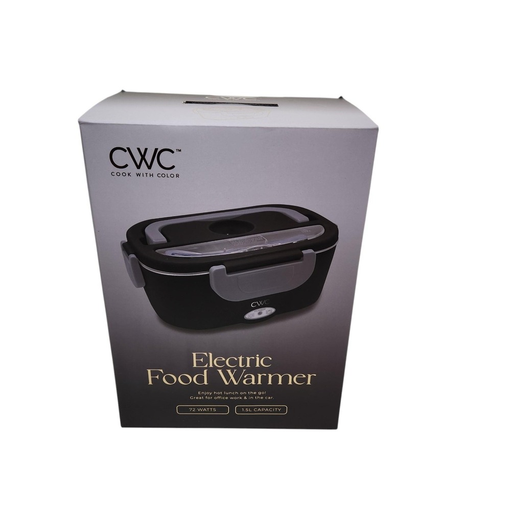 CWC Cook With Color Electric Food Warmer Lunch Box Black 72W 1.5L Portable